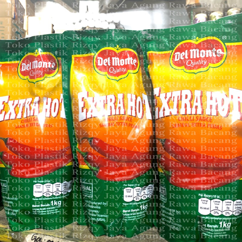 

Saus Del Monte Extra Hot sambal & tomat 1kg, 200gr, sachet || saos enak