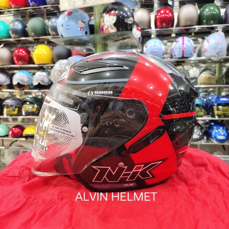 Helm NHK R1 Motif Napoleon Black/Red / Helm Half Face NHK R1 Motif original