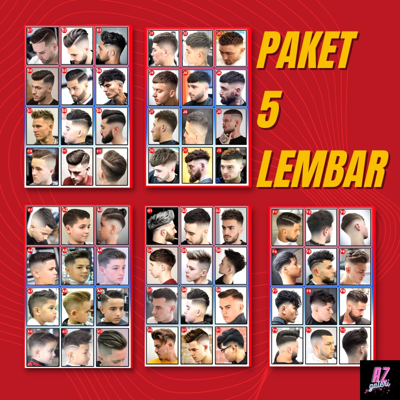 (ISI 5 PCS) Poster Pangkas Rambut Poster Pangkas Rambut Pria Poster Barbershop Poster Pangkas Rambut