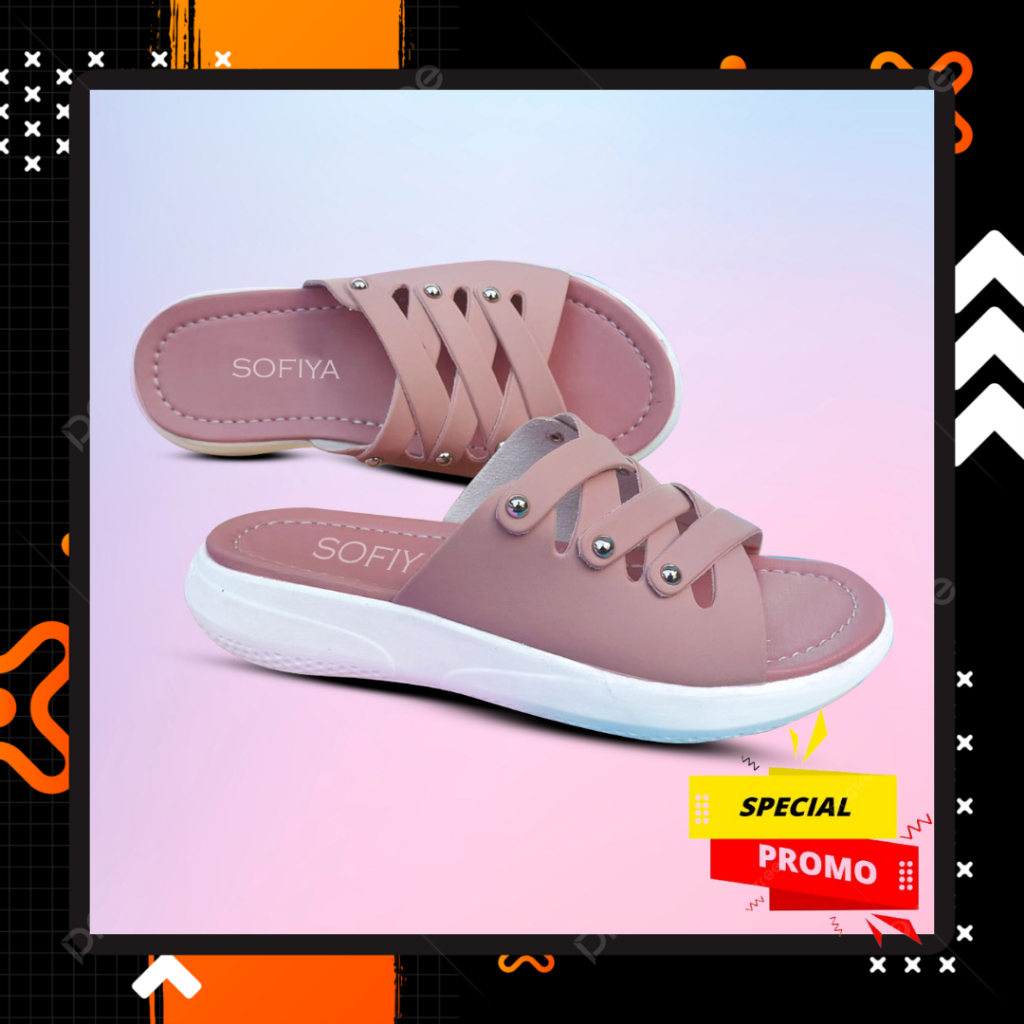 Sandal Casual Wanita Kekinian Sandal Slop Wanita Sandal Wanita Wedges  Sandal Selop Hak  Sendal Selo