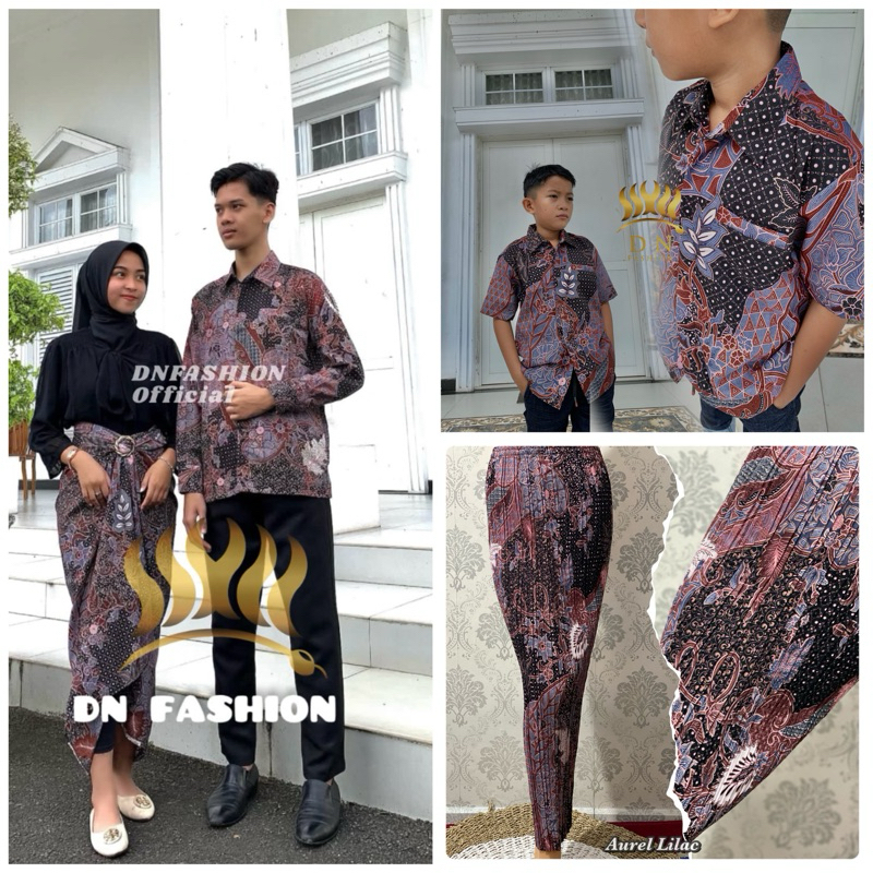 COD/MOTIF AUREL LILAC/BATIK COUPLE KELUARGA/COUPLE KEMEJA BATIK/KEMEJA BATIK ANAK/ROK LILIT BATIK/RO