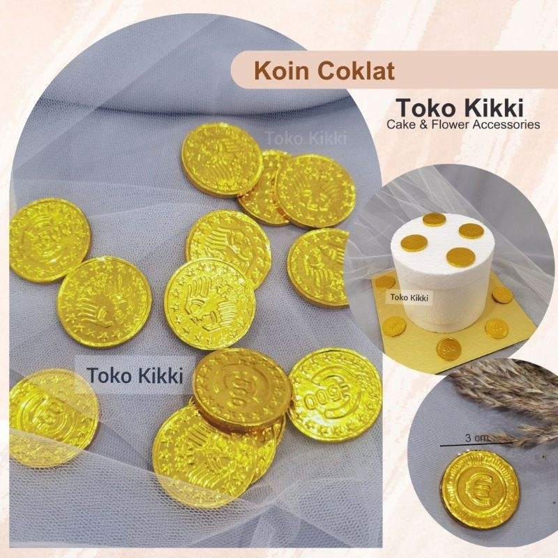 

10 pcs Koin Gold Coklat / Hiasan Money Cake / Koin Coklat