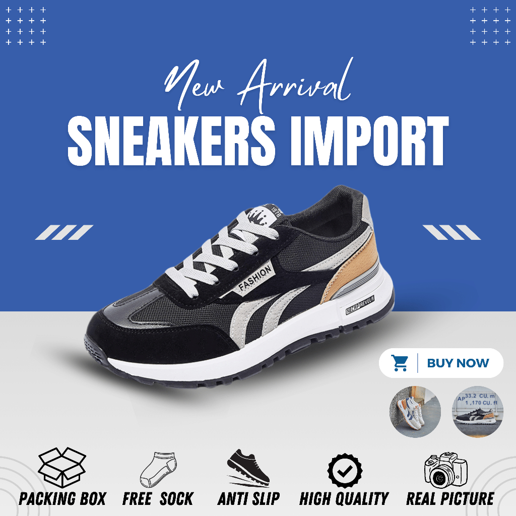 sepatu sneakers wanita sepatu olahraga lari running jogging pria wanita cewek warna putih hitam impo