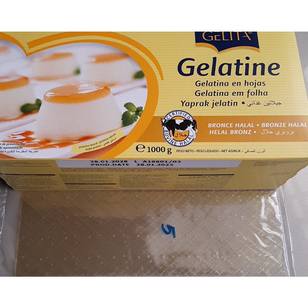 

Gelita Gelatine Sheet, HALAL, 5 Lembar