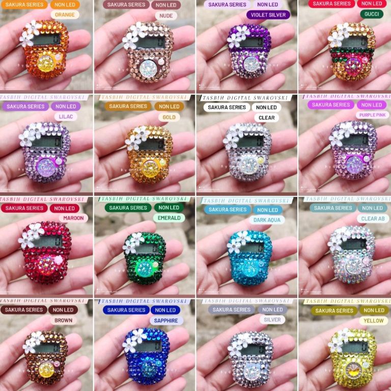 Sale trxl2L6x Tasbih Digital Swarovski  Sakura Series   Tasbih Cantik  Tasbih Digital Bling bling  T