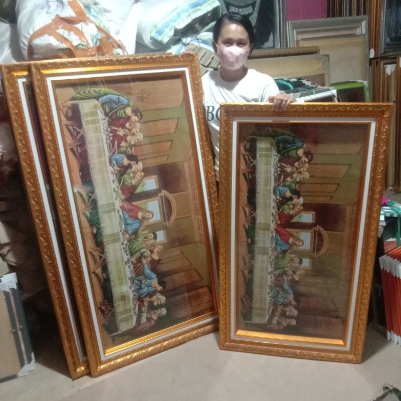 Hiasan Perjamuan Kudus Kain Baldu / Bingkai Perjamuan Kudus Kristen / Hiasan dinding Rohani Kristen 