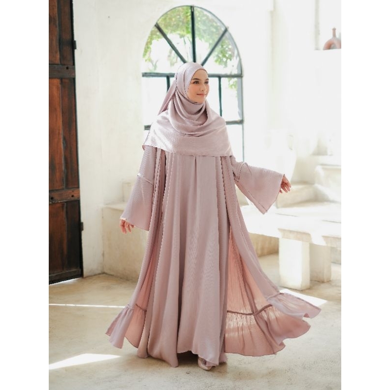Zahira Gamis Set Cadar Pashmina Gamis Syar'i -  Gamis Dress Shiny 2 Layer Lebaran Kondangan