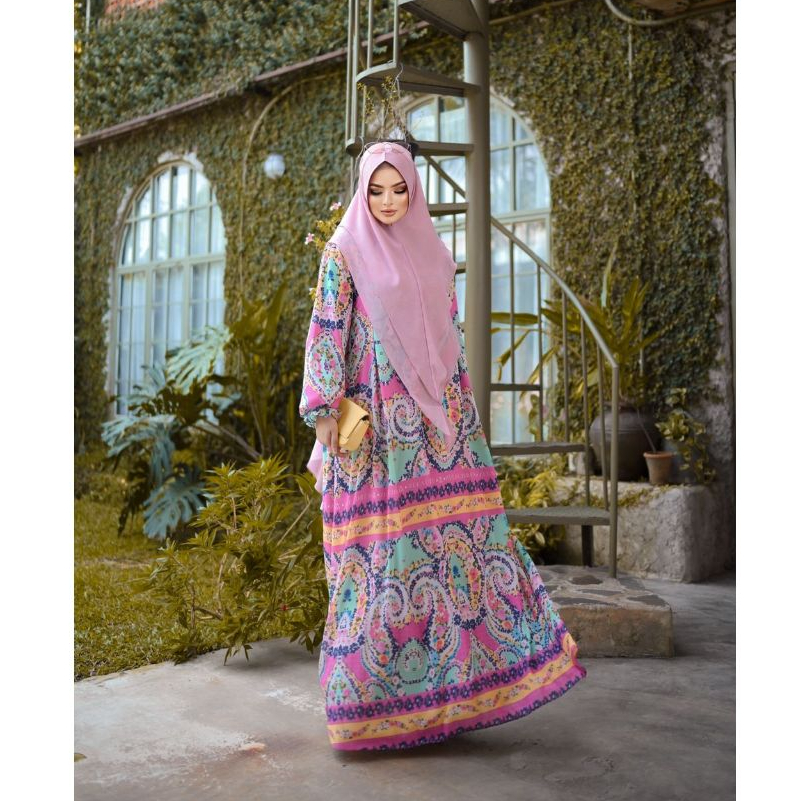 Dress Gamis Printingan By Zeeaudrey