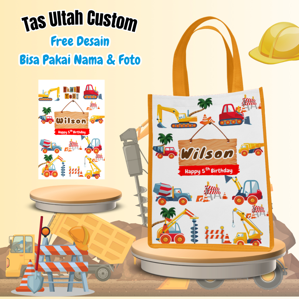 

50 Pcs Tas Ulang Tahun Anak Free Custom Desain Cewek Cowok Ukuran 20x25x14