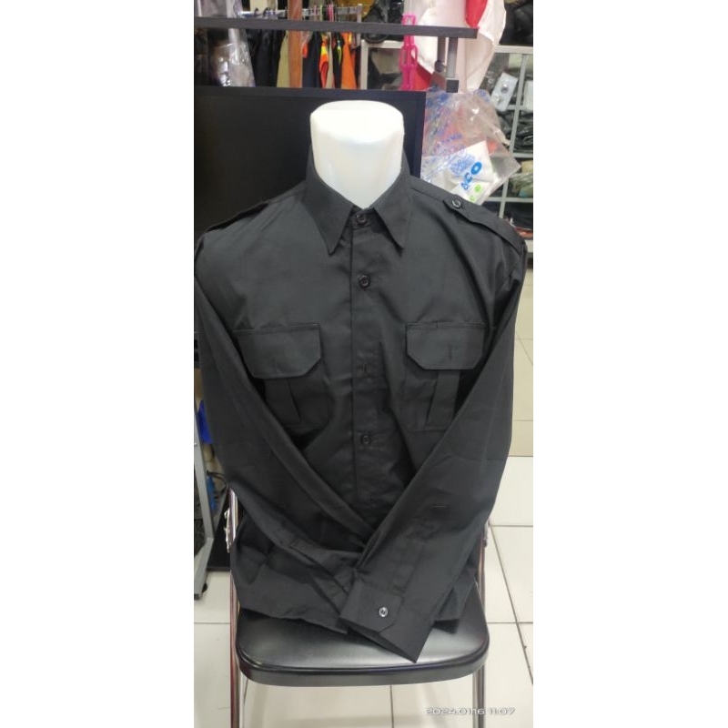 PDH panjang pria/seragam PDH panjang/kemeja hitam pria panjang/pakaian dinas hitam lengan panjang