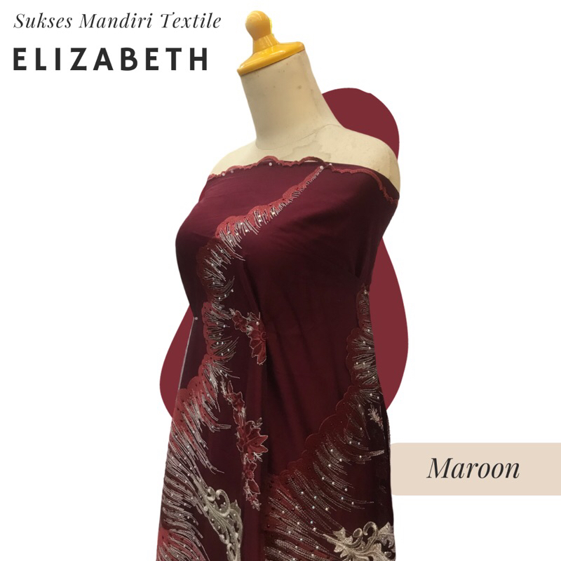 [ELIZABETH] Maroon, Merah maroon. Brukat Tulle Mewah | Harga ½ meter = 50 cm (Bahan Dress Bridesmaid