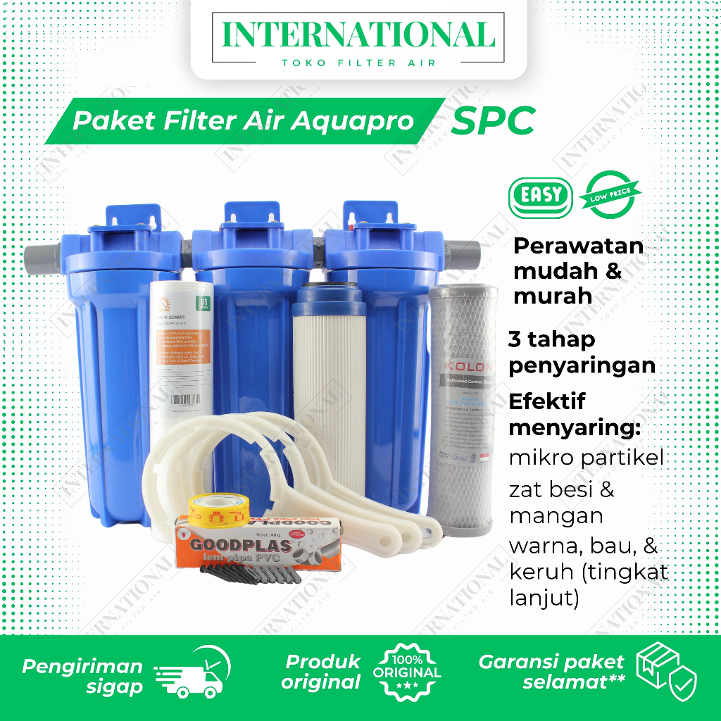 Paket Filter Air Sumur Bor 3 Tahap Siap Pakai / Saringan Air Kran Zat Besi / Penjernih Air Toren Kun