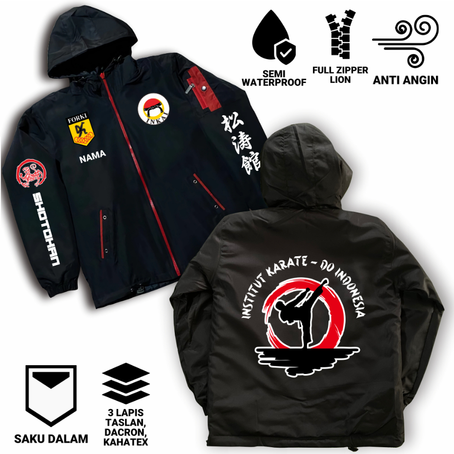 Jaket Anak Karate Inkai Shotokan Parasut Semi WF Bisa Custom