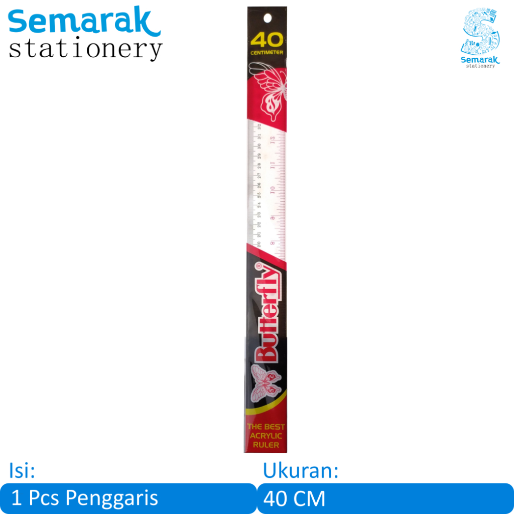 

Butterfly The Best Acrylic Ruler Penggaris Plastik Transparan 40 CM