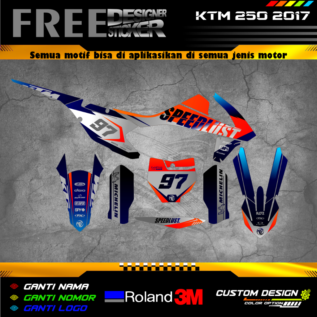 DECAL STIKER KTM 250 TAHUN 2017 -2019 FREE REQUES QUSTOM