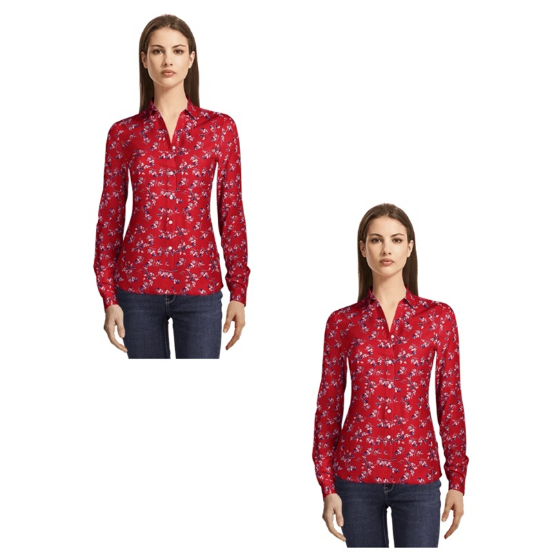 Long Sleeve Blouse By Isuga Red In Flower