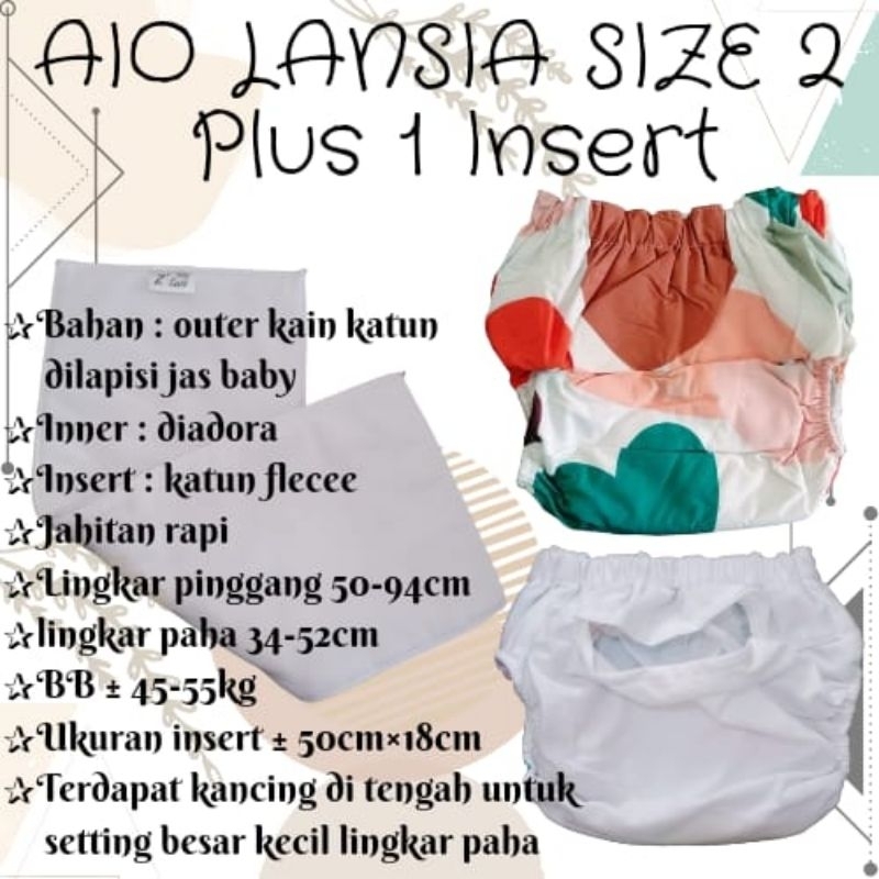 Clodi Dewasa Size 2 Model Celana Popok Kain Aio Lansia 45-55 kg