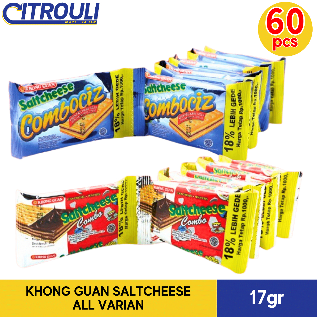 

KHONG GUAN SALTCHEESE 17gr (ISI 60pcs / 6 RENTENG) ALL VARIAN