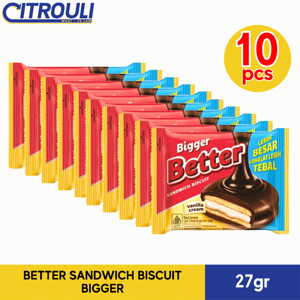 

BETTER SANDWICH BISCUIT BIGGER 27gr (ISI 10pcs / 1 RENTENG)