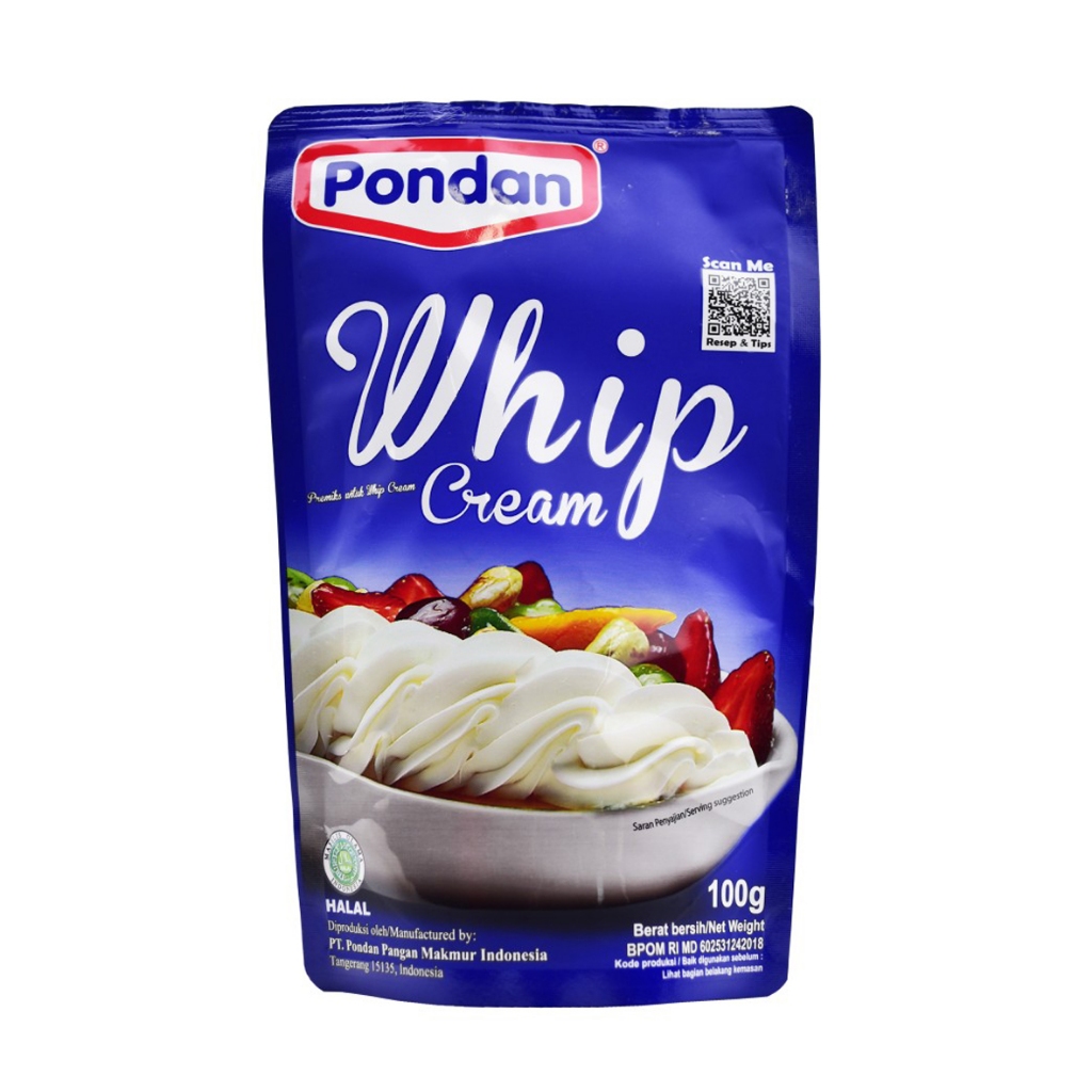 

Pondan whip cream pouch 100g / whip cream pondan 100g / premiks untuk whip cream 100g