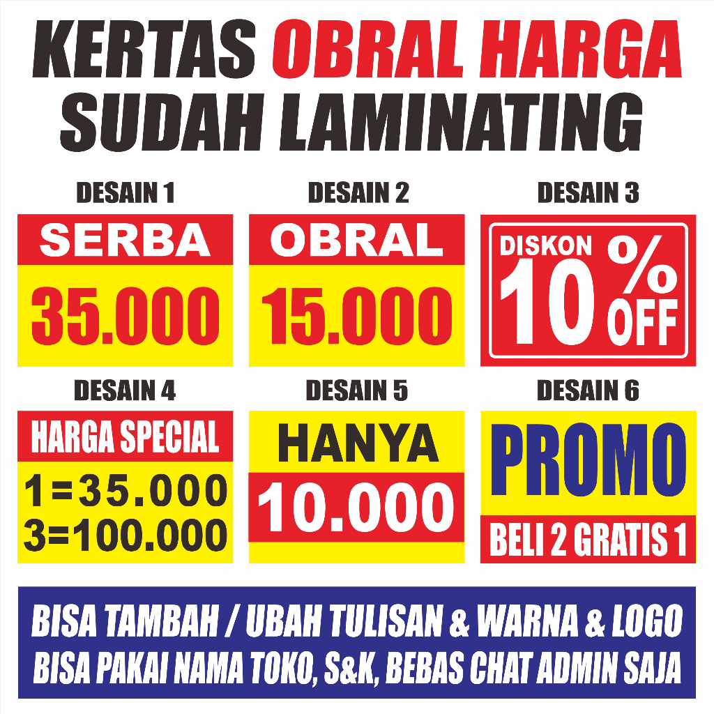 

KERTAS OBRAL HARGA CUSTOM SUDAH LAMINATING