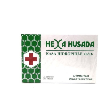 Kasa Kotak 16x16cm isi 12lembar Hexa Husada Kasa Hidrofil Hexa Husada Kasa Steril