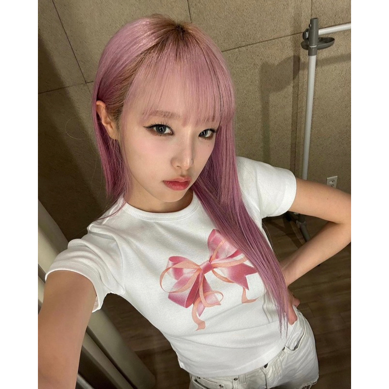 RONRON RIBBON SLIM CROP T SHIRT