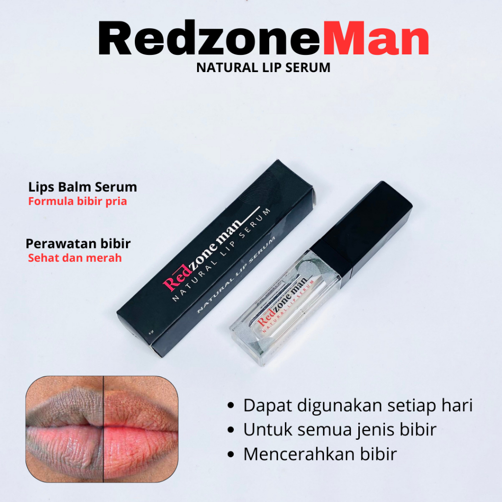 Redzone Man Lip Serum Untuk Mencerahkan Bibir Pria | Melembabkan Bibir Kering Pemerah Bibir Permanen