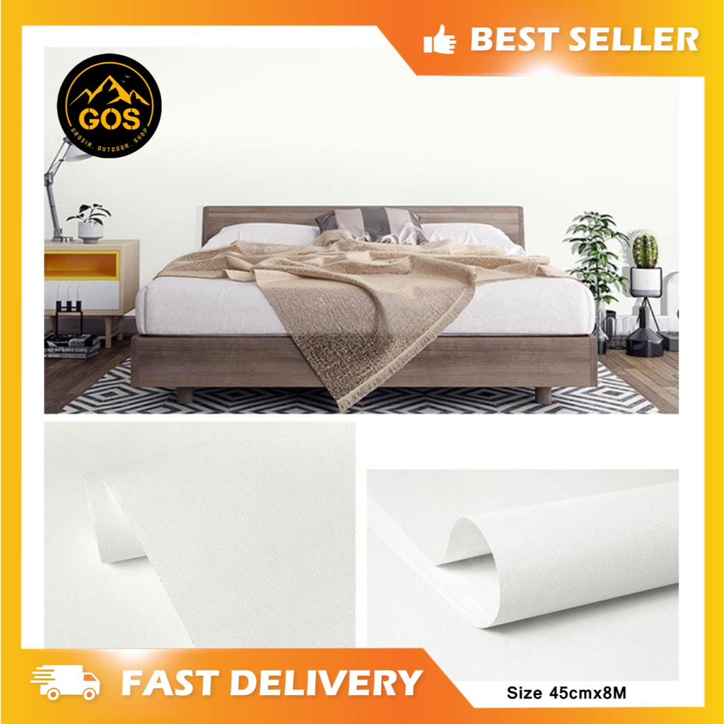 Wallpaper Dinding 10 meter X 45 cm  wallpaper dinding PASTEL PUTIH