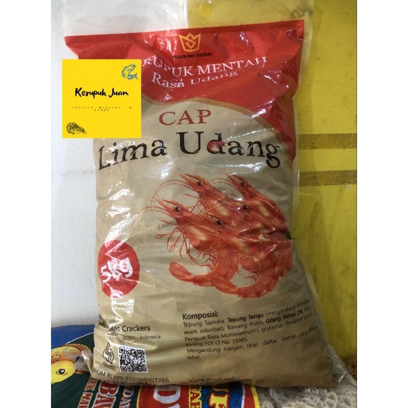 

Kerupuk Udang Cap 5 Lima Udang 5 KG / 1 Bal