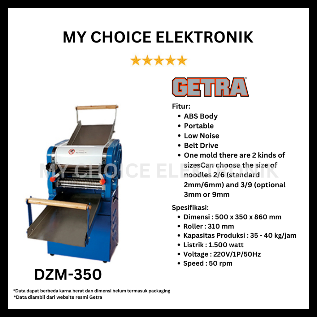 GETRA Noodle Maker DZM-350 | Mesin Pembuat Mie DZM-350