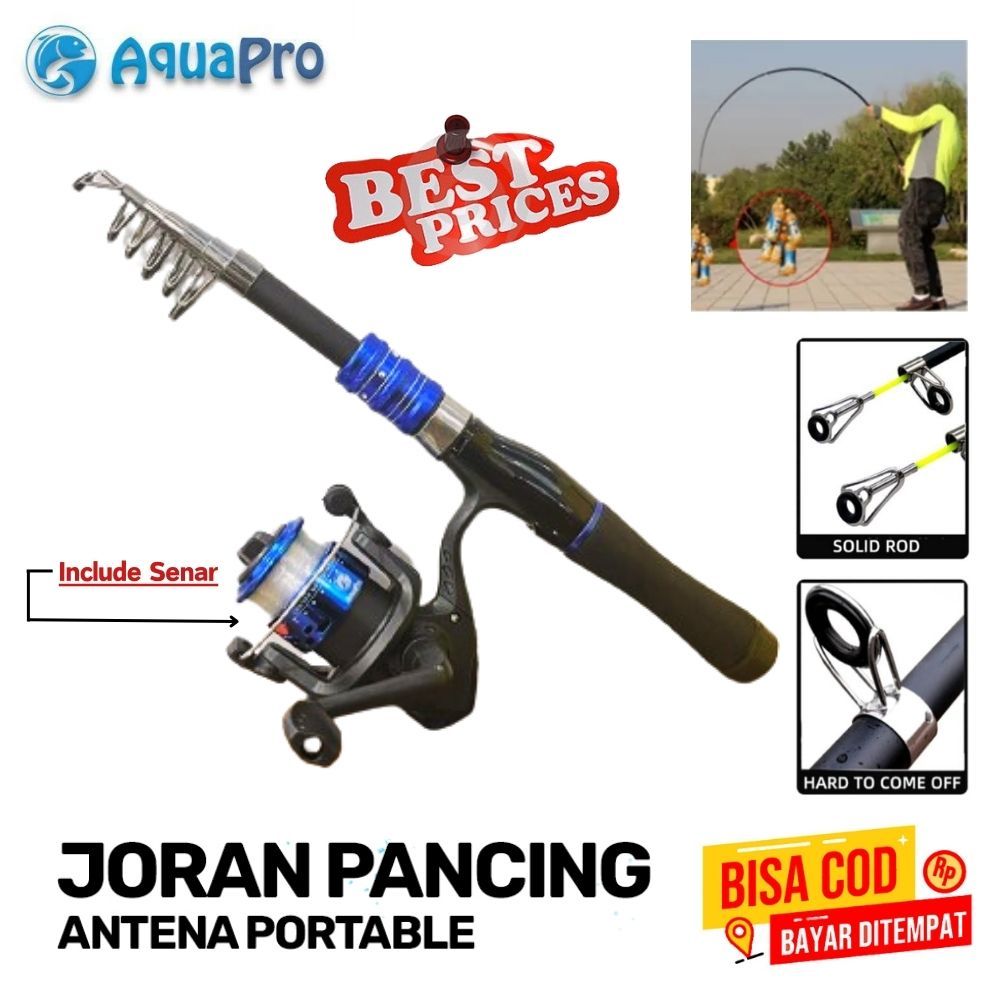 AquaPro - 1 Set Joran Pancing Mini Model Antena Telescopic Fishing Rod Mini Teleskopik Serat Karbon