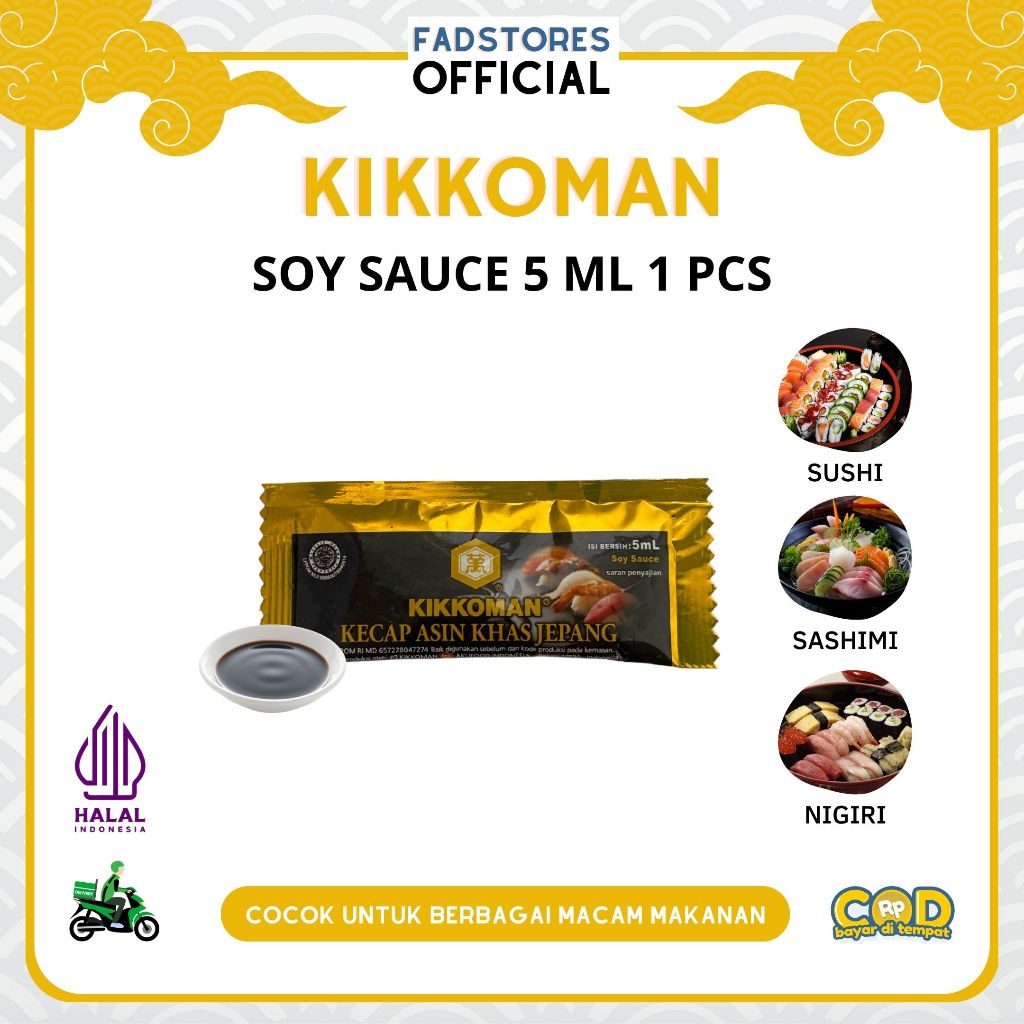 

Kikkoman Shoyu Sachet 5 ml - Kikkoman Kecap Asin Jepang Sachet 5ml - Kikkoman Soy Sauce 5ml - Shoyu Halal