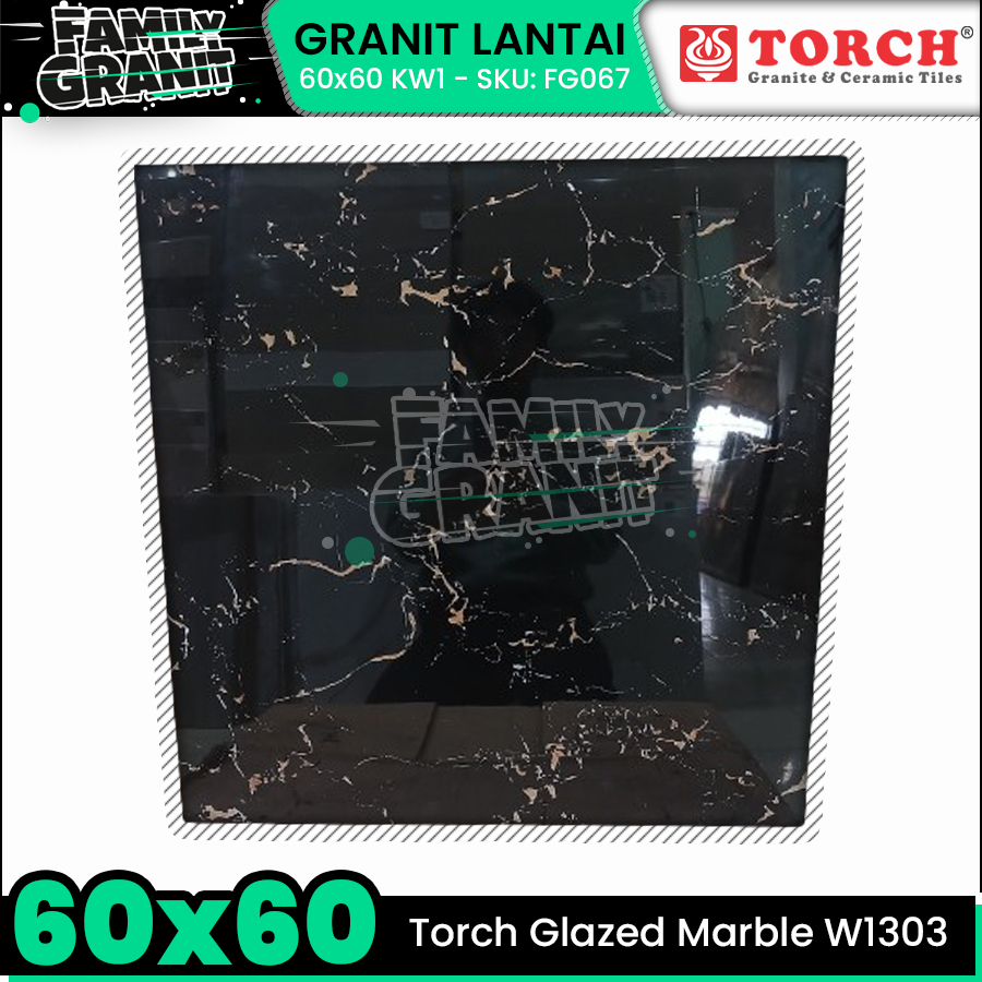 Granit 60x60 Hitam Lantai Motif Marmer Torch Marble W1303 Glossy KW1