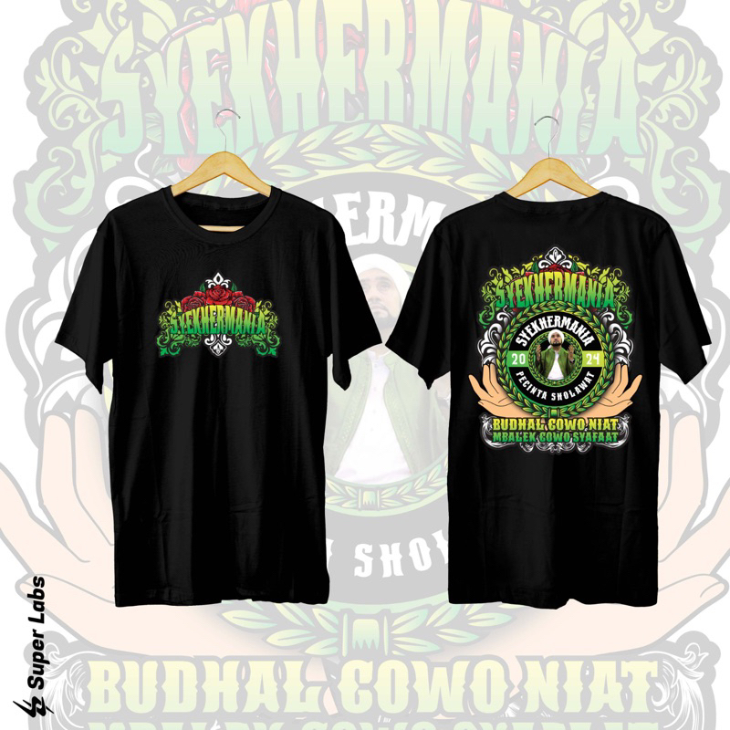 SM01 - KAOS SYEKHERMANIA ANAK DAN DEWASA 24s / SYEKHERMANIA PENDEK DAN LENGAN PANJANG HITAM