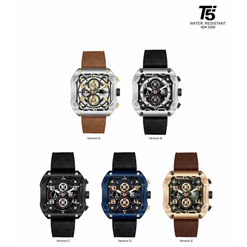 Jam t5 4029 || Jam Tangan Pria T5 H 4029 G Leather Original