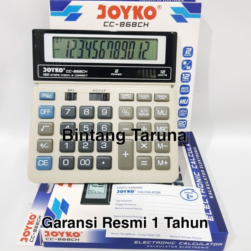 

Kalkulator 868 Joyko 12 Digit Calculator Joyko 868 Kalkulator JOYKO CC868CH/CC868 12 Digit