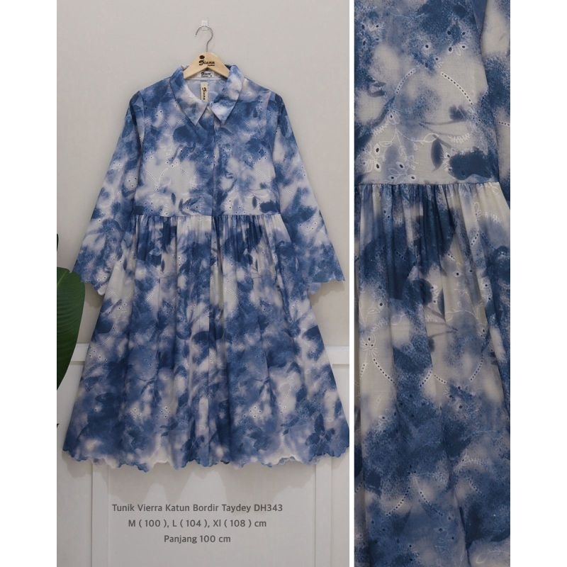 kemeja blouse wanita muslim ori by Diana fashion bahan katun bordir motif tie dye terbaru ukuran All