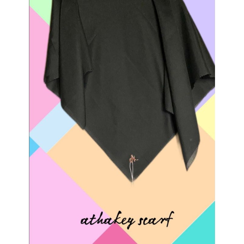 hijab segi empat hitam/athakey scarf/kerudung segitiga