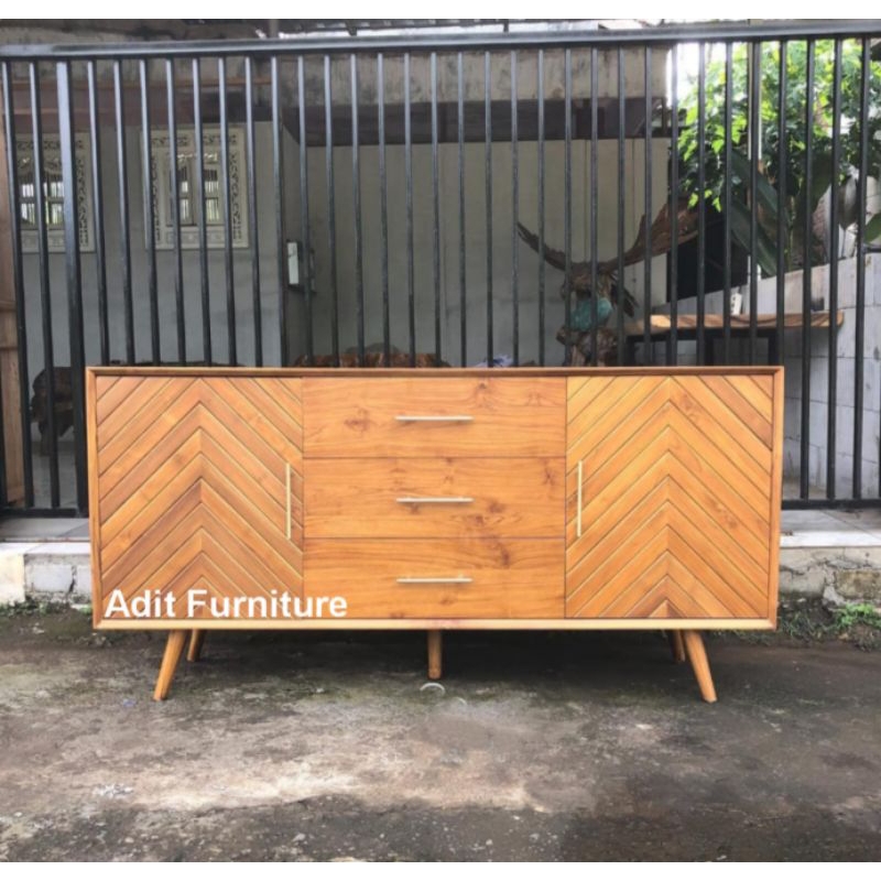 Meja Buffett TV minimalis kayu jati, Buffett TV minimalis kayu jati, Rak kabinet TV minimalis kayu j