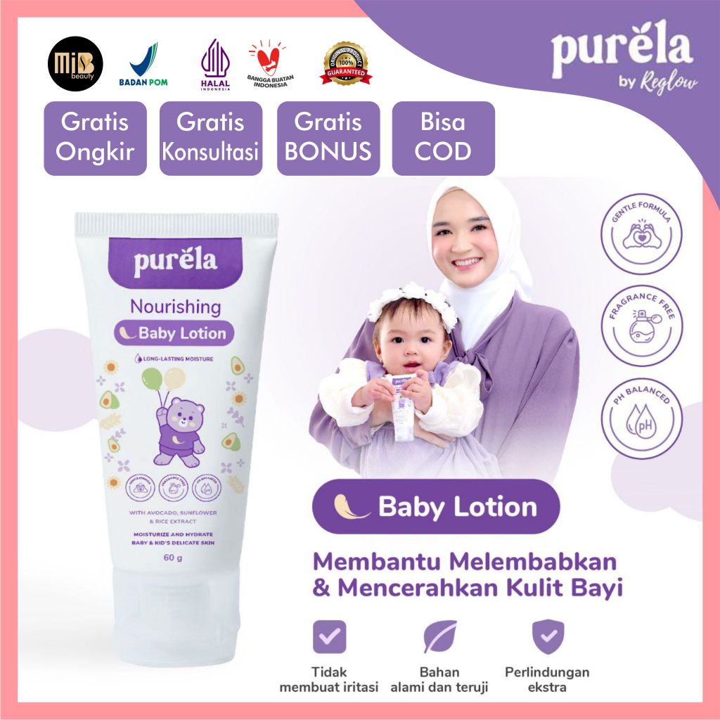 Purela Nourishing Baby Lotion 60gr  Membantu Mencerahkan dan Melembabkan Kulit Bayi