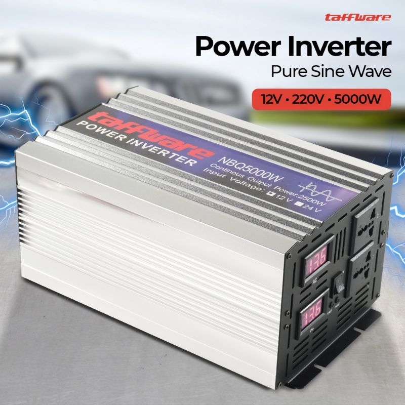 TAFFWARE Power Inverter Pure Sine Wave DC 12V 24V to AC220V 5000W PSW 5000 WATT