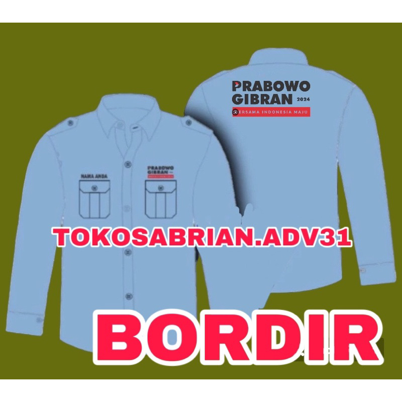 KEMEJA PRABOWO GIBRAN FULL BORDIR SERAGAM PRABOWO GIBRAN