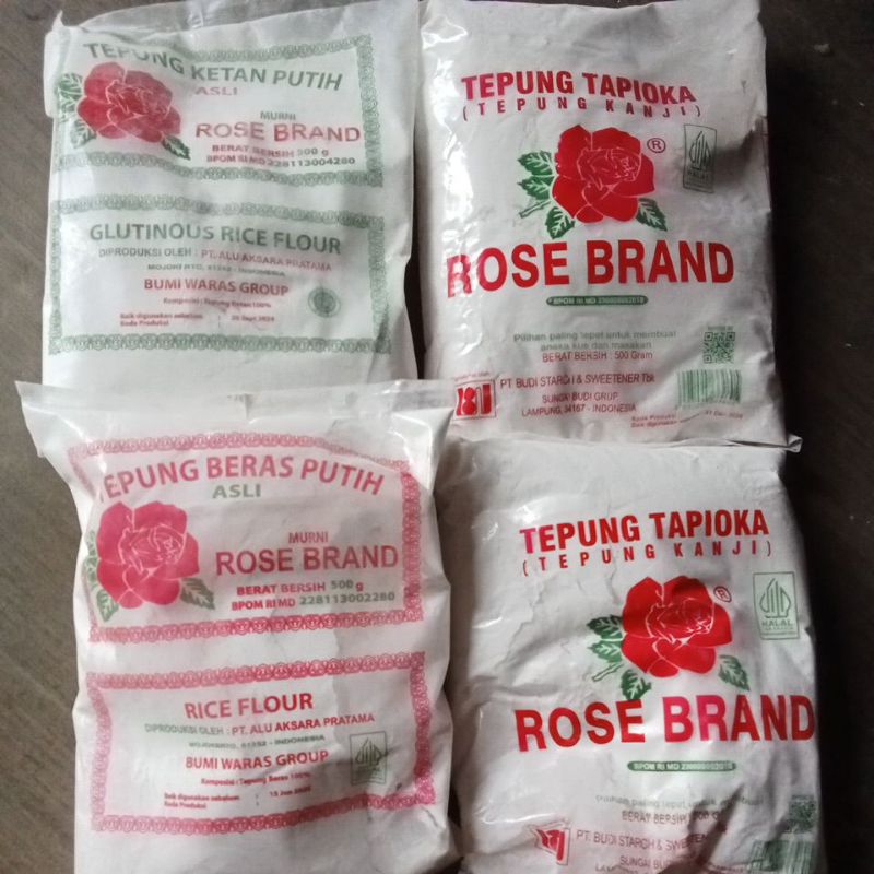 

Tepung Beras/Tepung Tapioka/Tepung Ketan cap ROSE BRAND uk. 500gr