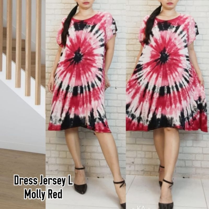 Daster Wanita Rumahan Adem Tie Dye Dress Jersey Bali Pendek Zee