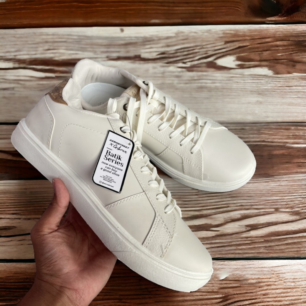 Sepatu sneakers Casual Aerostreet Batik X Gibran Series 1 Putih Gold