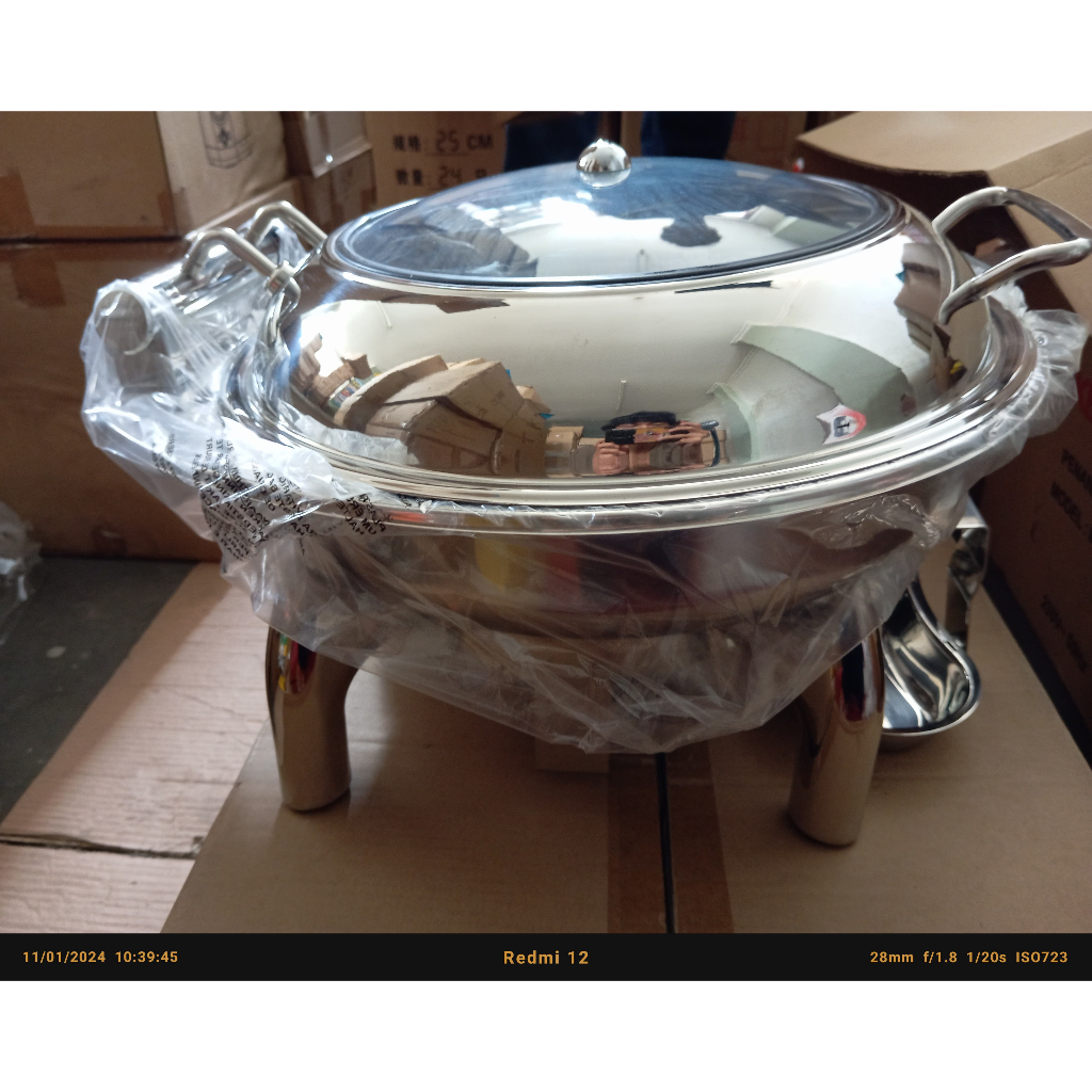 AKEBONNO - Hydraulic Round Chafing Dish/Tempat/Wadah Penghangat Makan Prasmanan Jumbo Stainless
