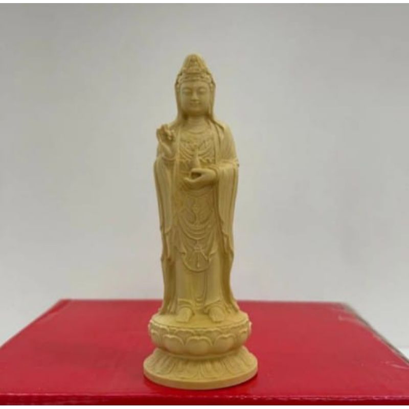 patung dewi kwan im / kwan in/guan yin -kayu -4inch -berdiri