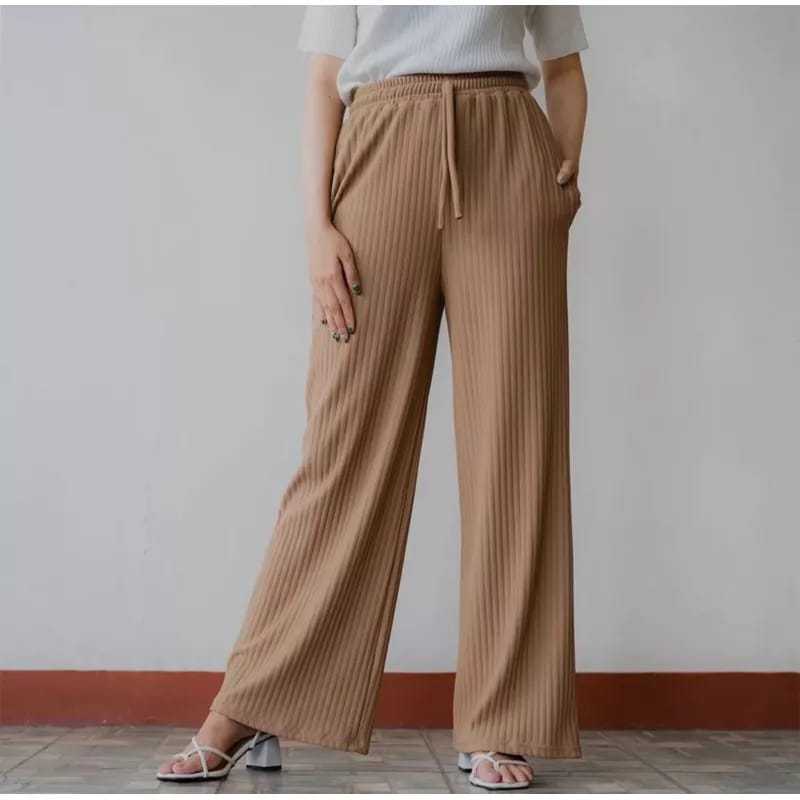CELANA KULOT HIGHWAIST KNIT HORNET TALI SERUT// LOOSE PANTS KNIT JUMBO // KULOT KNIT TALI SERUT
