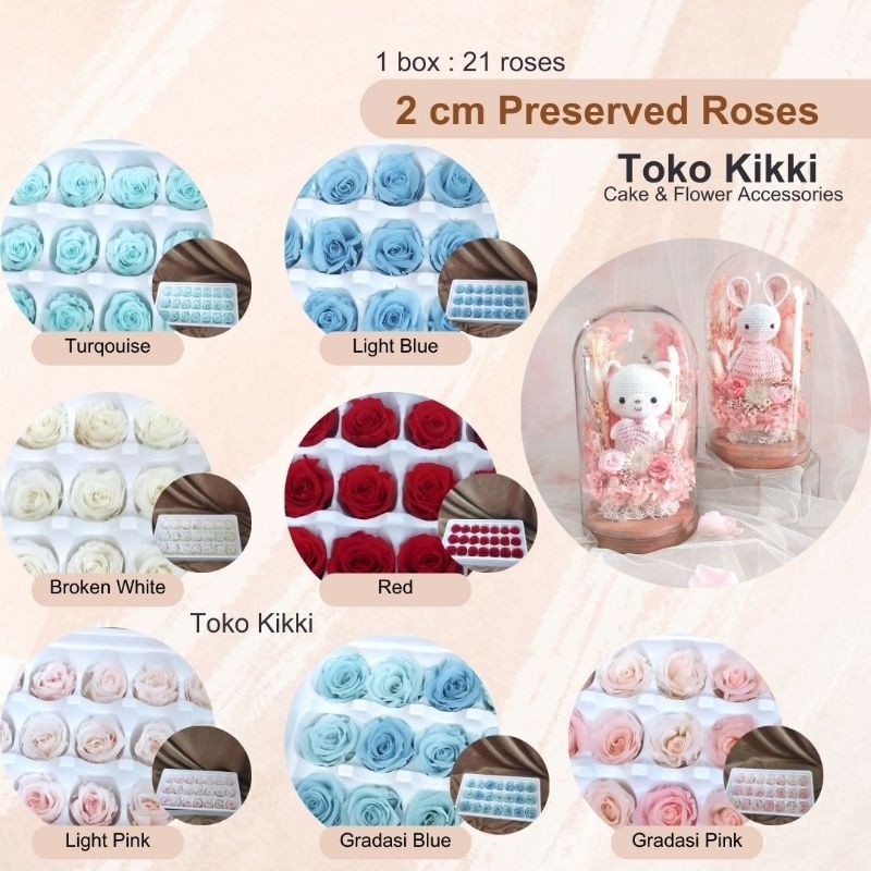 1 box Preserved Rose 2 cm / Bunga Mawar Preserved/ Rose Dried Flower